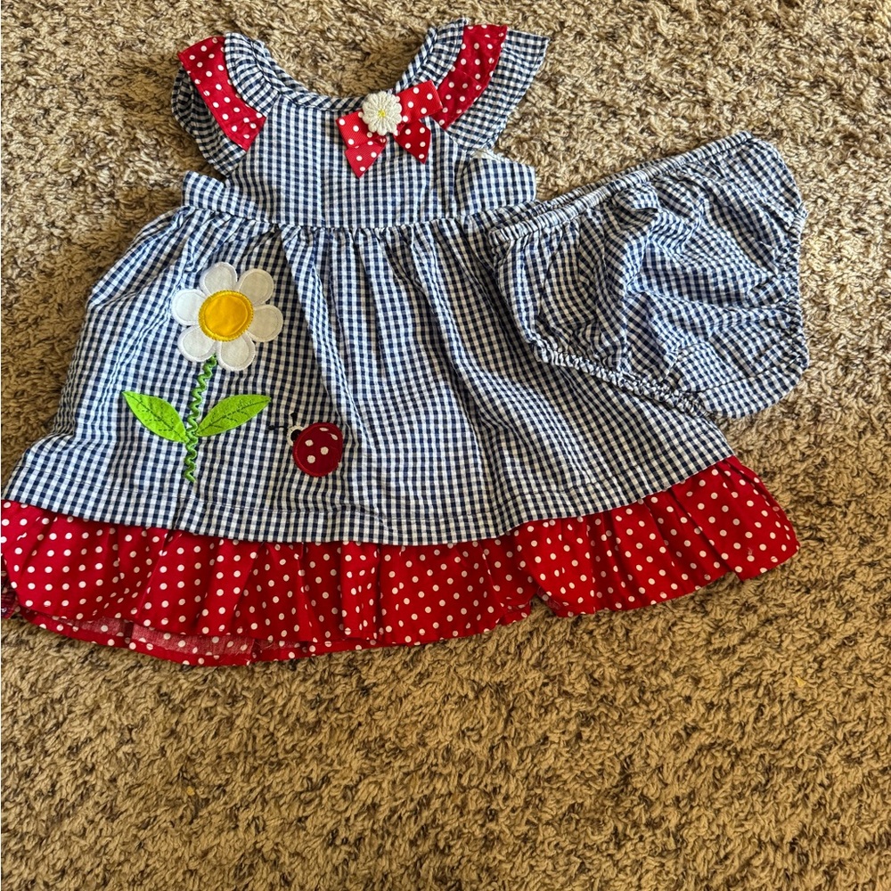 Rare Editions Blue and White Gingham Dress
